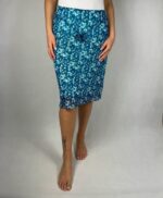 Niebieska letnia spódnica do kolan - obrazek 2